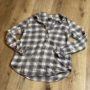 Roots Oversized Plaid Flannel Henley
